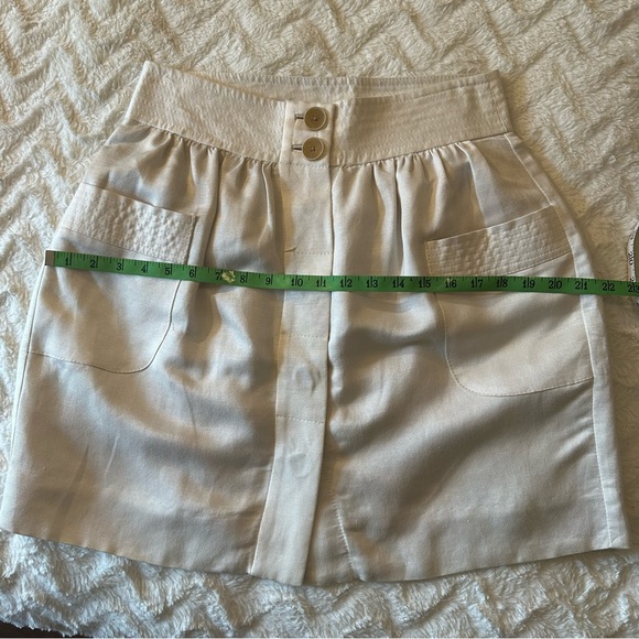 J. Crew Linen Blend Button Front Beige High Waist Skirt Size 4 - Picture 10 of 11